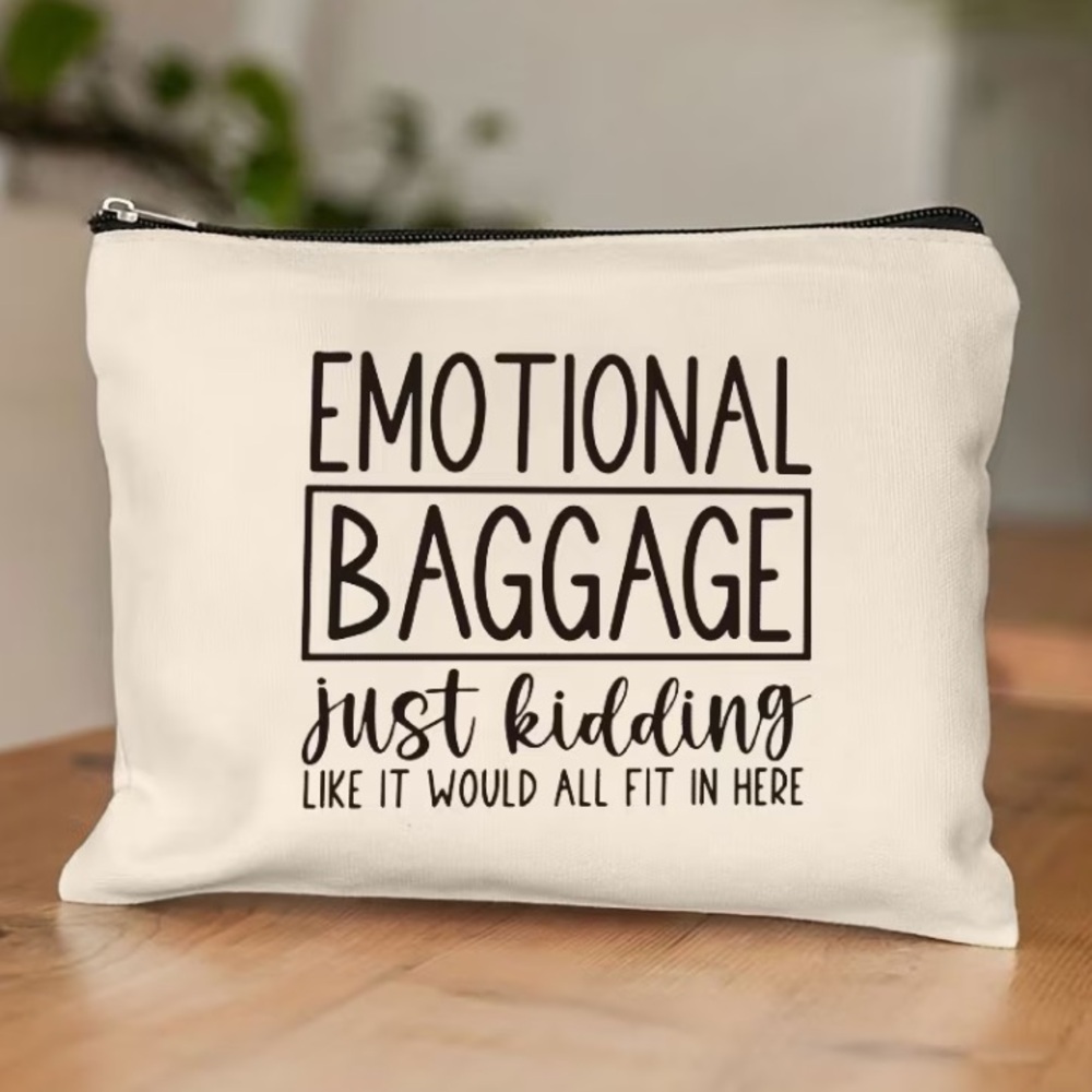 Cream 'Emotional Baggage' Cosmetic Bag